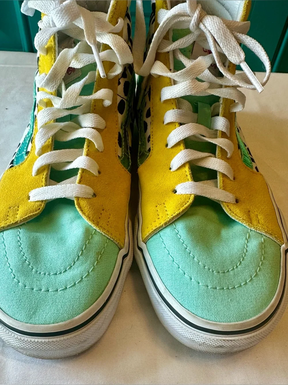 Vans ComfyCush Sk8-Hi Mixed Media Sneakers Dalmatian Colorblock Iridescent 8.5